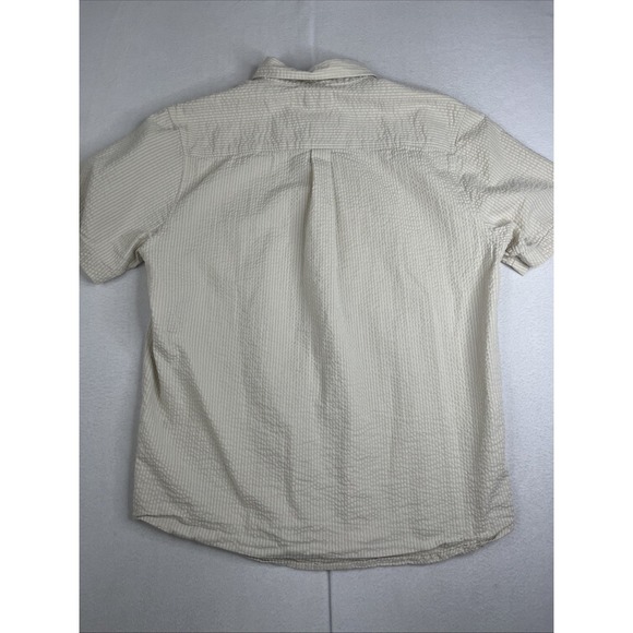 Flint and Tinder Button Up Shirt Seersucker Striped Mens Large Short Sleeve - Picture 3 of 6